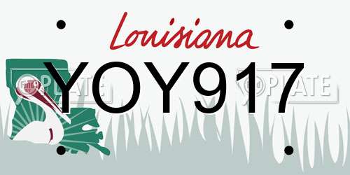 YOY917 Louisiana License Plate