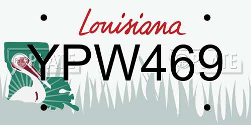 YPW469 Louisiana License Plate