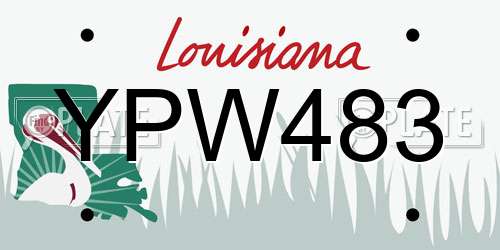 YPW483 Louisiana License Plate