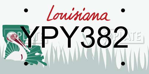YPY382 Louisiana License Plate