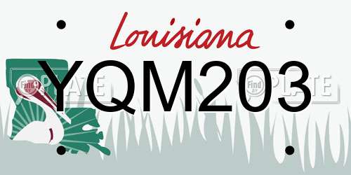 YQM203 Louisiana License Plate