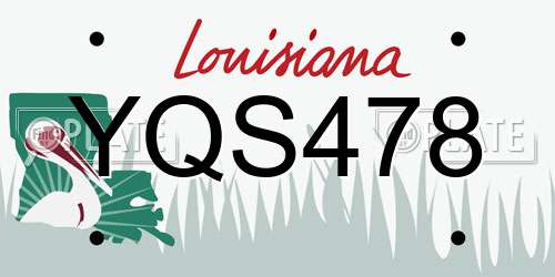 YQS478 Louisiana License Plate