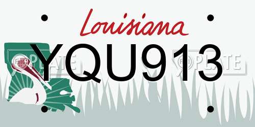 YQU913 Louisiana License Plate