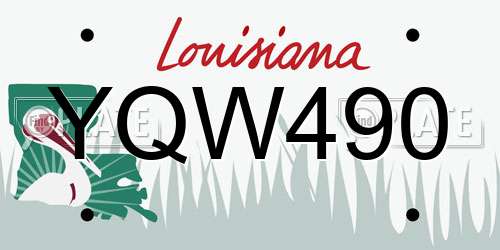YQW490 Louisiana License Plate