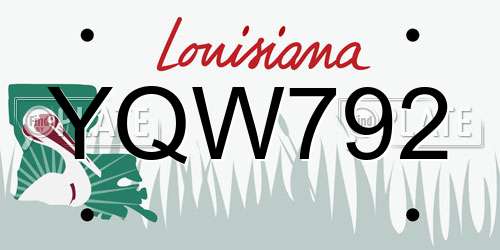 YQW792 Louisiana License Plate