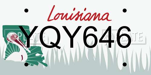 YQY646 Louisiana License Plate