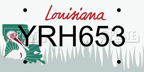 YRH653 Louisiana License Plate