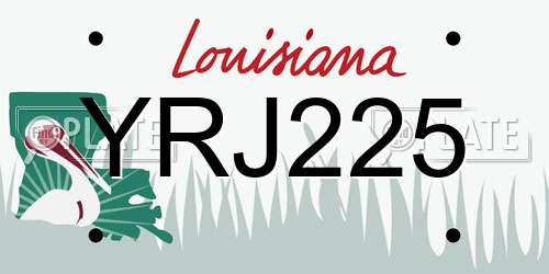 YRJ225 Louisiana License Plate