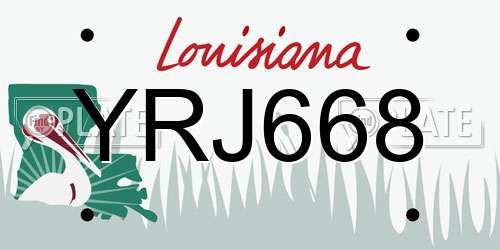 YRJ668 Louisiana License Plate