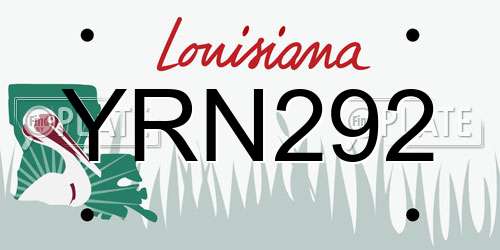 YRN292 Louisiana License Plate