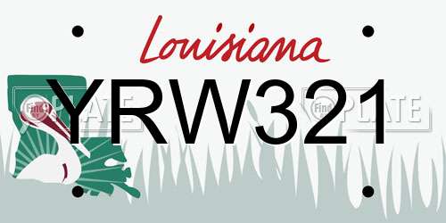 YRW321 Louisiana License Plate