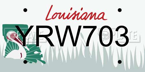 YRW703 Louisiana License Plate