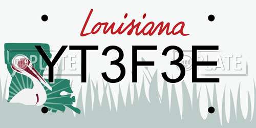 YT3F3E Louisiana License Plate
