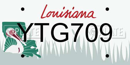 YTG709 Louisiana License Plate