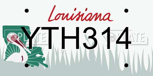 YTH314 Louisiana License Plate