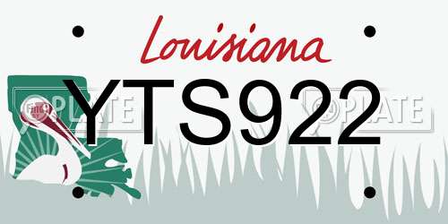 YTS922 Louisiana License Plate