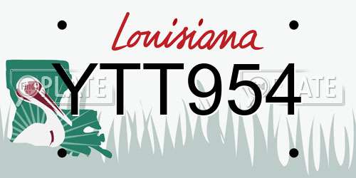 YTT954 Louisiana License Plate
