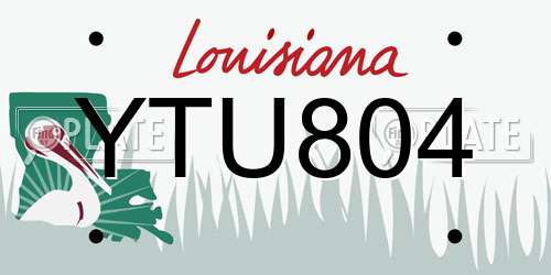 YTU804 Louisiana License Plate