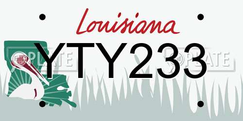 YTY233 Louisiana License Plate