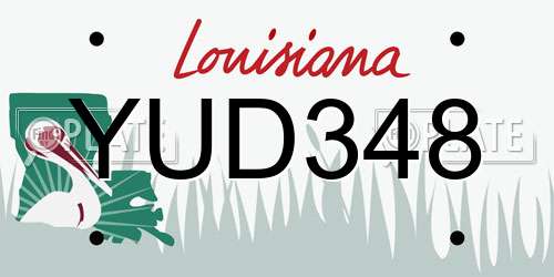 YUD348 Louisiana License Plate