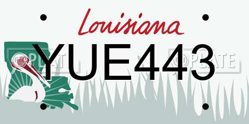 YUE443 Louisiana License Plate