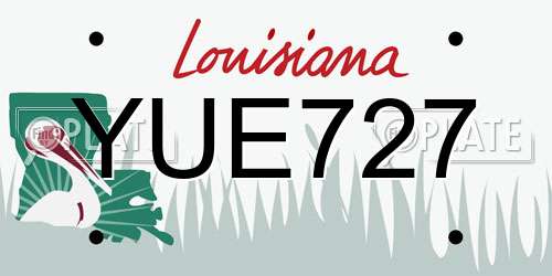YUE727 Louisiana License Plate