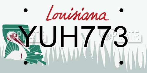 YUH773 Louisiana License Plate