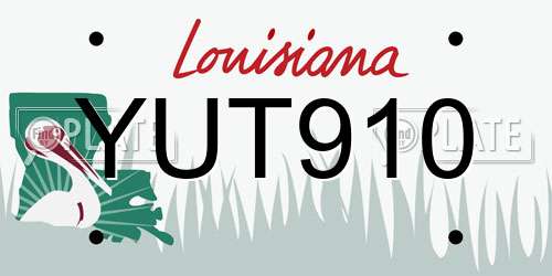 YUT910 Louisiana License Plate