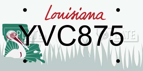 YVC875 Louisiana License Plate