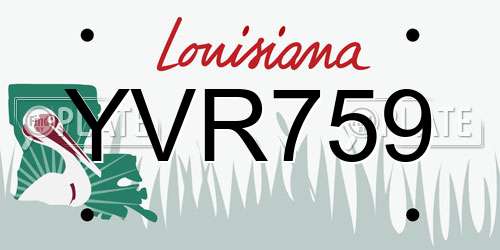 YVR759 Louisiana License Plate