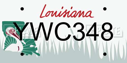 YWC348 Louisiana License Plate