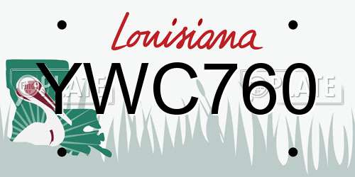 YWC760 Louisiana License Plate