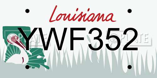 YWF352 Louisiana License Plate