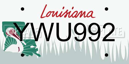YWU992 Louisiana License Plate