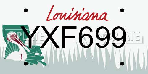 YXF699 Louisiana License Plate