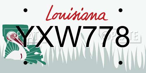 YXW778 Louisiana License Plate