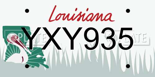 YXY935 Louisiana License Plate