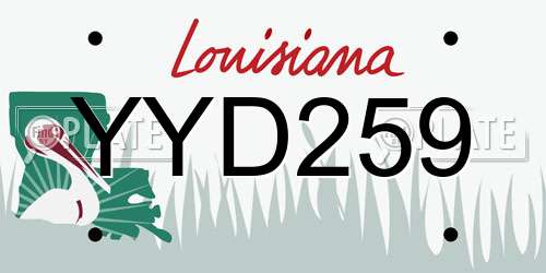 YYD259 Louisiana License Plate