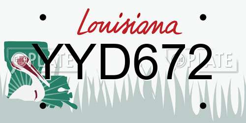 YYD672 Louisiana License Plate