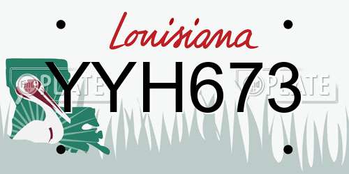 YYH673 Louisiana License Plate