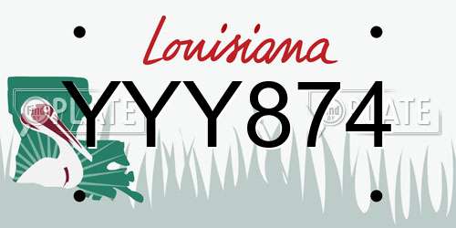 YYY874 Louisiana License Plate