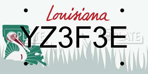 YZ3F3E Louisiana License Plate