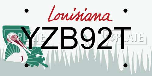 YZB92T Louisiana License Plate