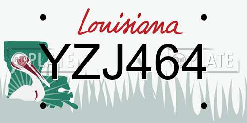 YZJ464 Louisiana License Plate