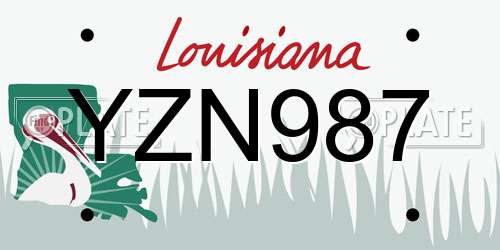 YZN987 Louisiana License Plate
