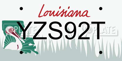 YZS92T Louisiana License Plate