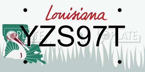 YZS97T Louisiana License Plate
