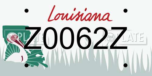 Z0062Z Louisiana License Plate
