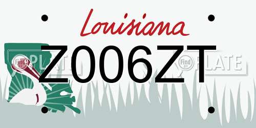 Z006ZT Louisiana License Plate