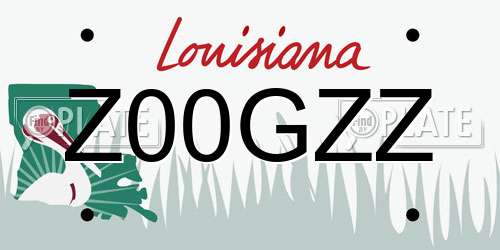Z00GZZ Louisiana License Plate